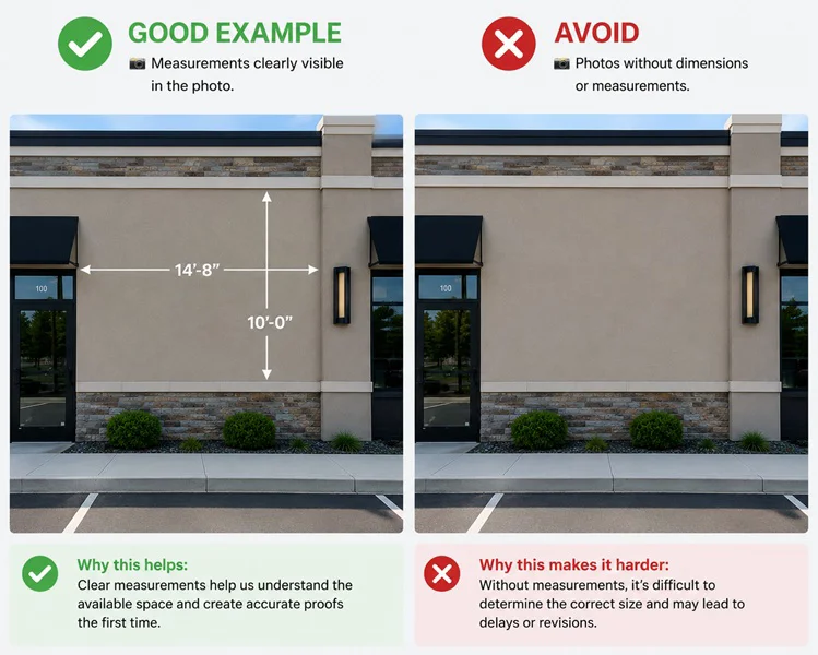 An image of what to avoid when showing measurements.